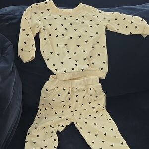 Yellow Heart Print Kids Set
